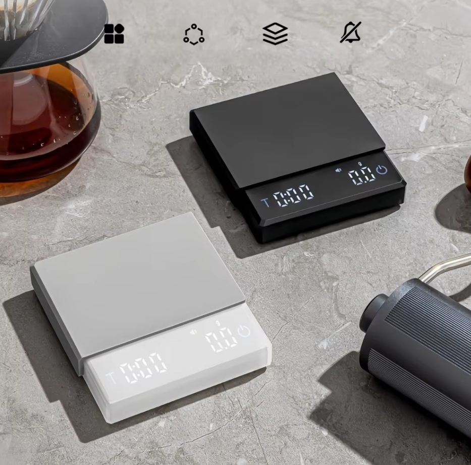 Kitchen Gadgets Smart - Mini Elektronische Kaffeewaage, Intelligente Pulver-Wasser-Verhältnis-Messung, USB-Silikonpad,