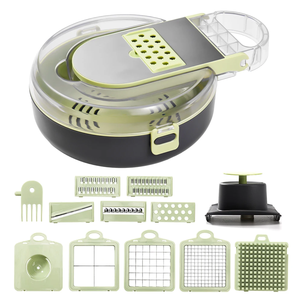 Kitchen Gadgets Save Time - Gemüsezerkleinerer mit Behälter, multifunktionaler 13-in-1-Zwiebelzerkleinerer, zeitsparende