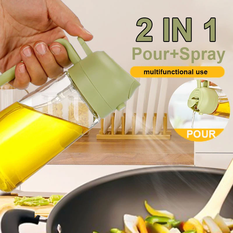 Kitchen Gadgets Oil Spray - 2-in-1-Gießspray-Sprühgerät, Küchenfritteuse, Luftspray, Ölspender, Flasche für