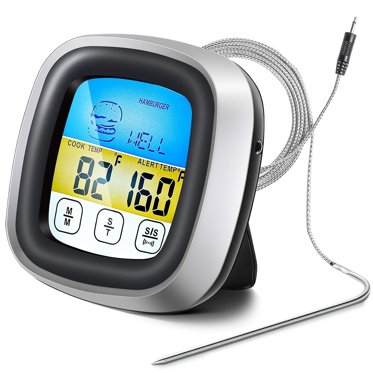Instant Read Thermometer - Digitales Fleischthermometer BBQ-Timer Kochutensilien Langfühler-Ofenthermometer Großes