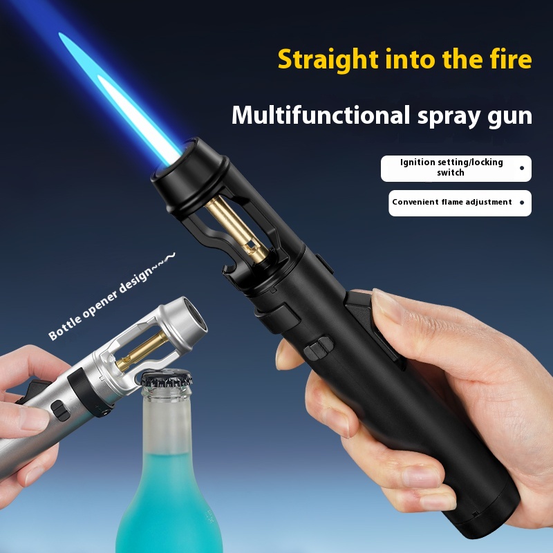 Kitchen Gadgets Products - Leistungsstarker Metall-Jet-Taschenfeuerzeug Winddicht Nachfüllbar mit Gas,