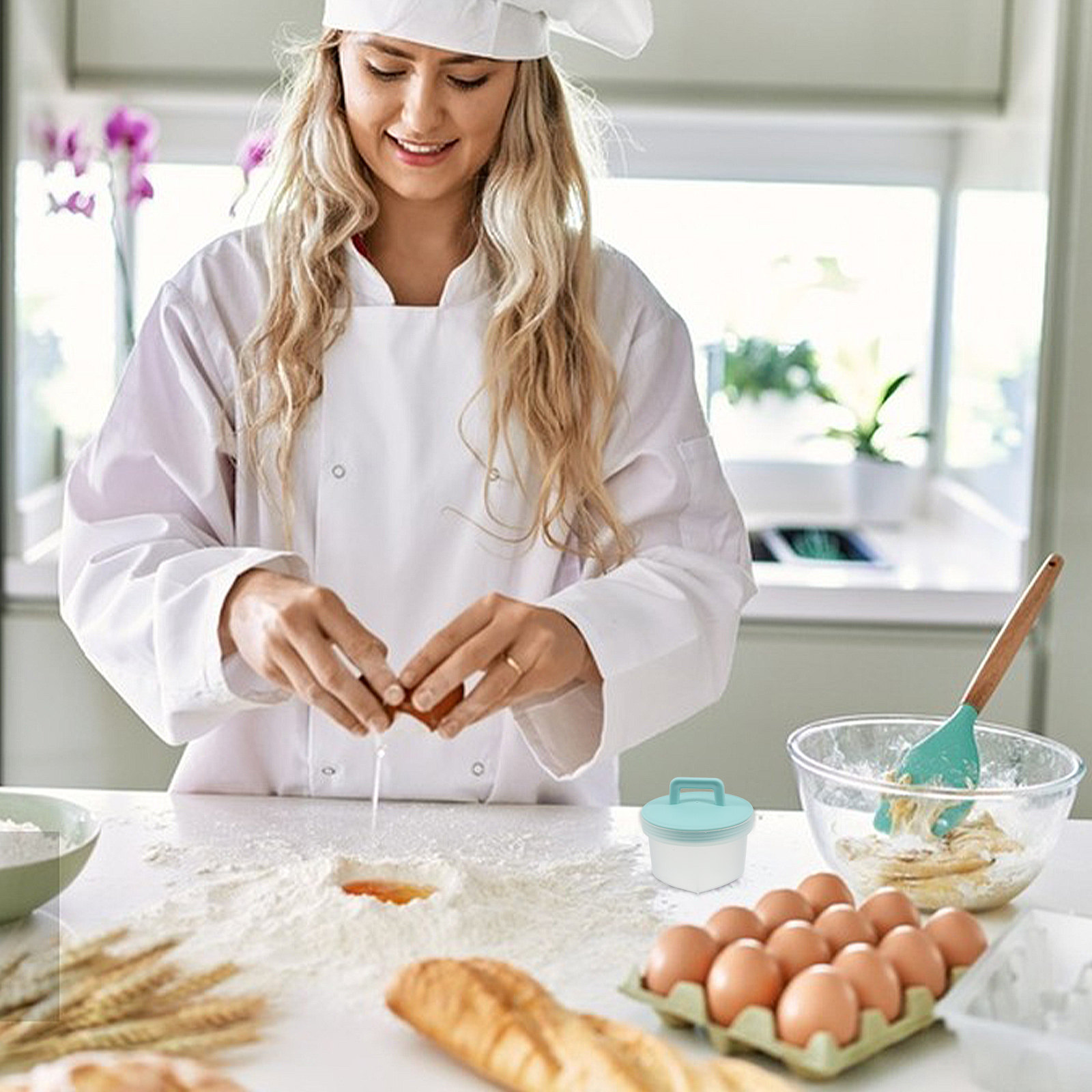 Kitchen Gadgets Save Time - 4-teiliges Eierkocher-Set, antihaftbeschichtete Kunststoff-Eierform für gekochte