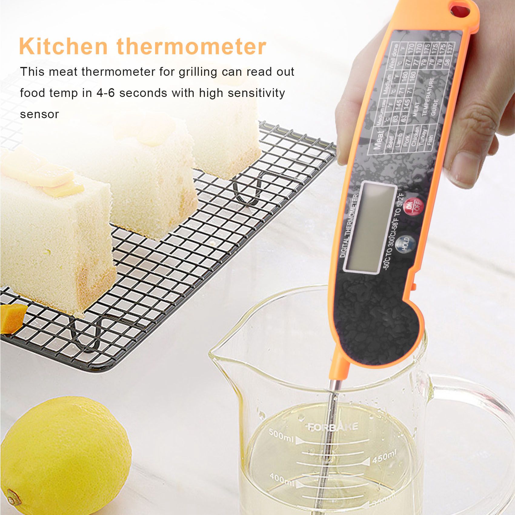 Instant Read Thermometer - Digitales, sofort ablesbares Fleischthermometer mit hochpräzisem